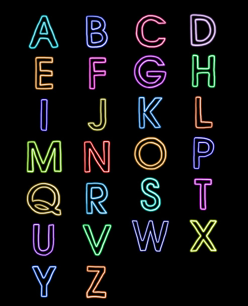 Colorful font laser light alphabet a-z - Foto, Imagen