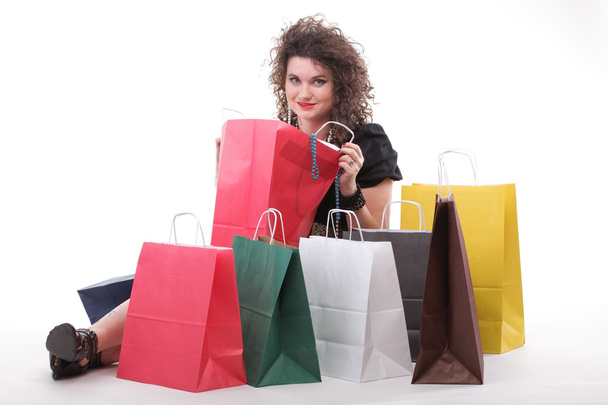 lovely woman with shopping bags - Foto, imagen