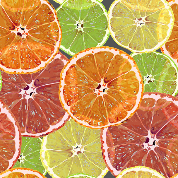 Naadloze Vector Citrus patroon - Vector, afbeelding