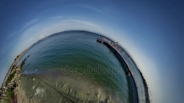 Little Tiny Planet 360 Degree Seascape Earth Side Beautiful Environment Protection Tourism People Spend Holidays at the Nature Looking at Water Sunny Day - Footage, Video