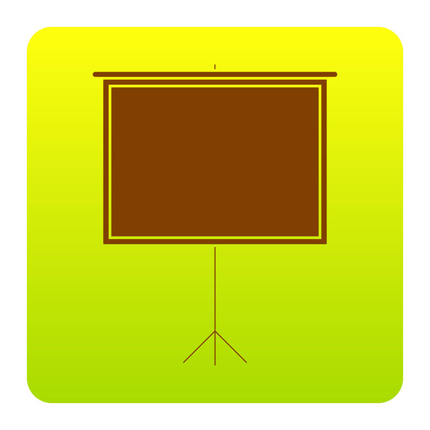 Κενή οθόνη προβολής. Διάνυσμα. Καφέ εικονίδιο στο πράσινο-κίτρινο διαβάθμισης τετράγωνο με στρογγυλεμένες γωνίες σε άσπρο φόντο. Απομονωμένη. - Διάνυσμα, εικόνα