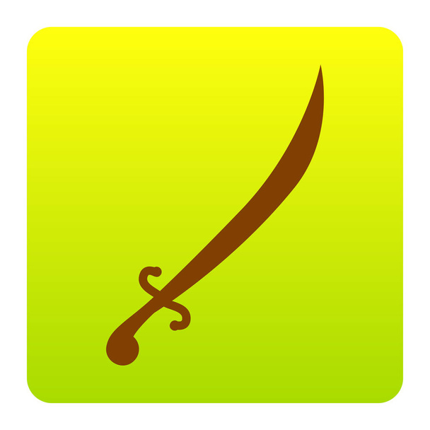 Sword sign illustration. Vector. Brown icon at green-yellow gradient square with rounded corners on white background. Isolated. - Vector, Image