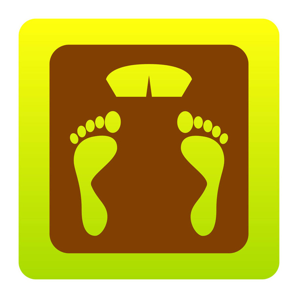 Bathroom scale sign. Vector. Brown icon at green-yellow gradient square with rounded corners on white background. Isolated. - Vektor, obrázek