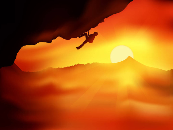 Alpinista alpinista do pôr do sol
 - Vetor, Imagem