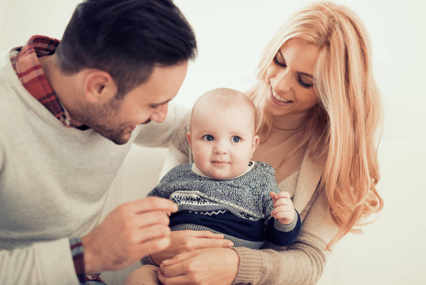 Happy family with  baby - Fotografie, Obrázek