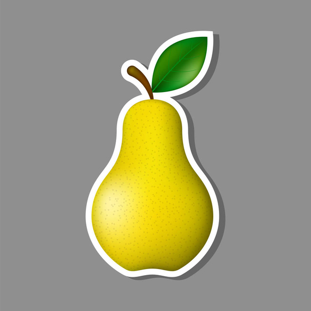 Pear sticker vector eco fruit food illustration. - Vector, Image