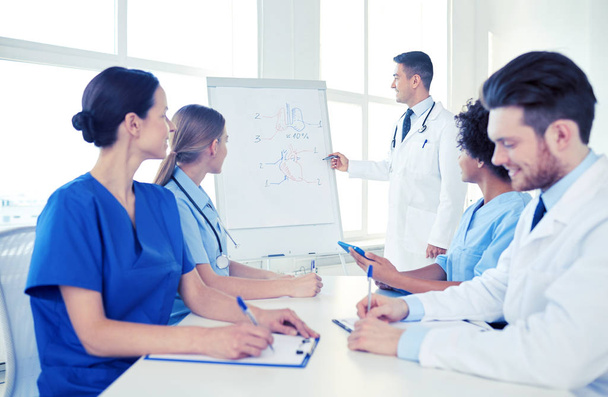 group of doctors on presentation at hospital - Photo, image