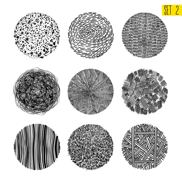 Collection of hand drawn textures. Vector illustration. Isolated on white background. Freehand drawing. - Vector, Image