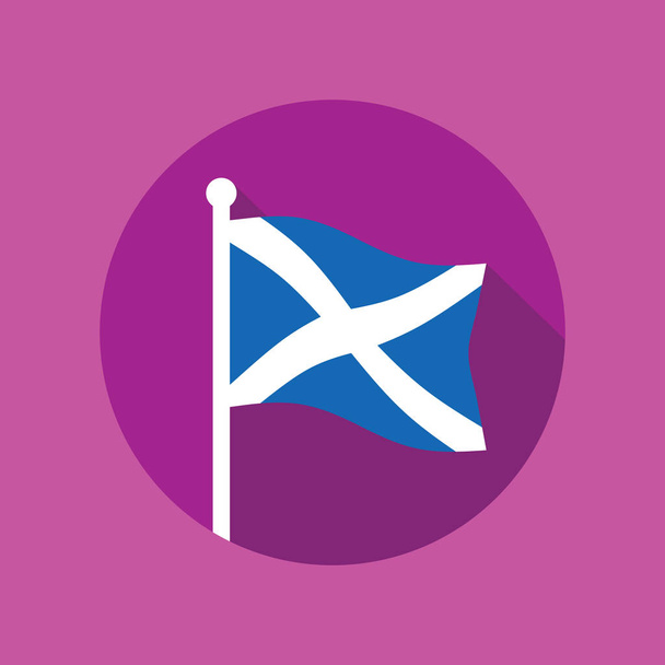 Bandeira nacional da Escócia em flagstaff. Ícone plano da bandeira escocesa. Ilustração vetorial em formato EPS8
. - Vetor, Imagem