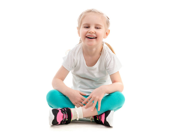 Girl laughing, isolated on white background - Fotografie, Obrázek