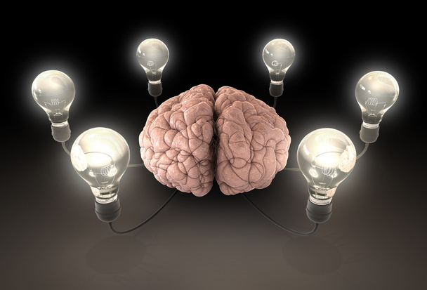 Imaginação do cérebro e da lâmpada
 - Foto, Imagem