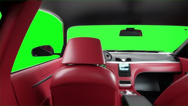 красный кожаный салон роскошного черного спортивного автомобиля. Зеленый экран. реалистичная анимация 4K
. - Кадры, видео