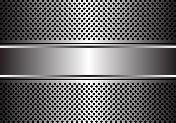 Abstract silver banner on hexagon mesh design luxury modern background vector. - Vector, Image