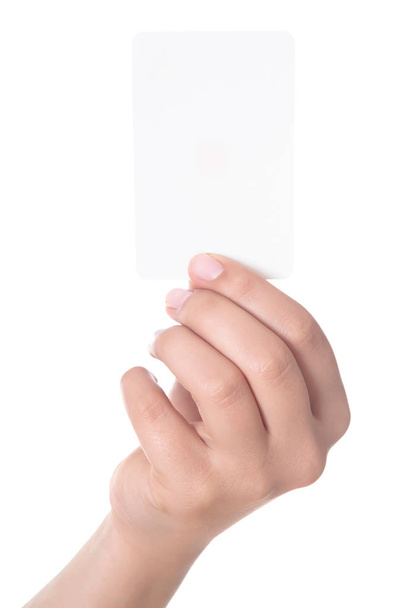 χέρι εκμετάλλευση κενό επαγγελματική κάρτα με διαδρομές αποκοπής - Φωτογραφία, εικόνα