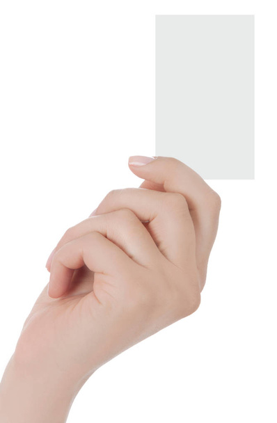 Mão segurando cartão de visita em branco com caminhos de recorte
 - Foto, Imagem