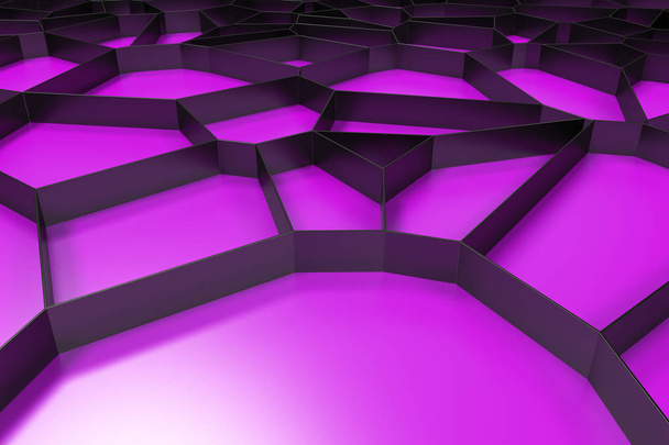 Abstract black 3d voronoi grate on colored background - Photo, Image