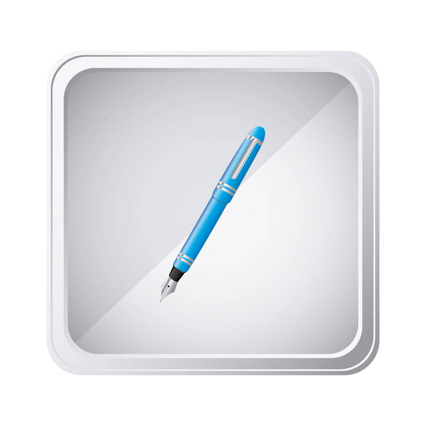 Emblem blaues Kugelschreiber-Symbol - Vektor, Bild