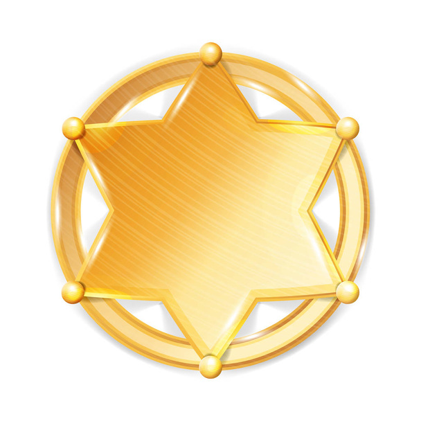 Xerife Badge Star Vector. Ícone Estrela Hexagonal Dourada da Polícia
. - Vetor, Imagem