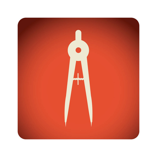 icono de herramientas escolares brújula emblema rojo
 - Vector, Imagen