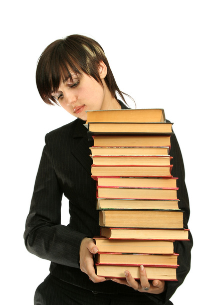 The young girl with books - Foto, imagen