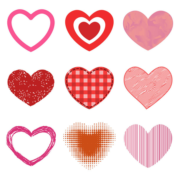 Differents styl czerwony serce wektor ikona miłość na białym tle valentine dzień symbol i projekt romantyczny ślub piękne świętować emocja jasny pasja znak ilustracja. - Wektor, obraz