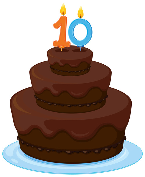 a cake with candle 10 - Vector, Image