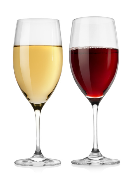 Rotweinglas und Weißweinglas - Foto, Bild