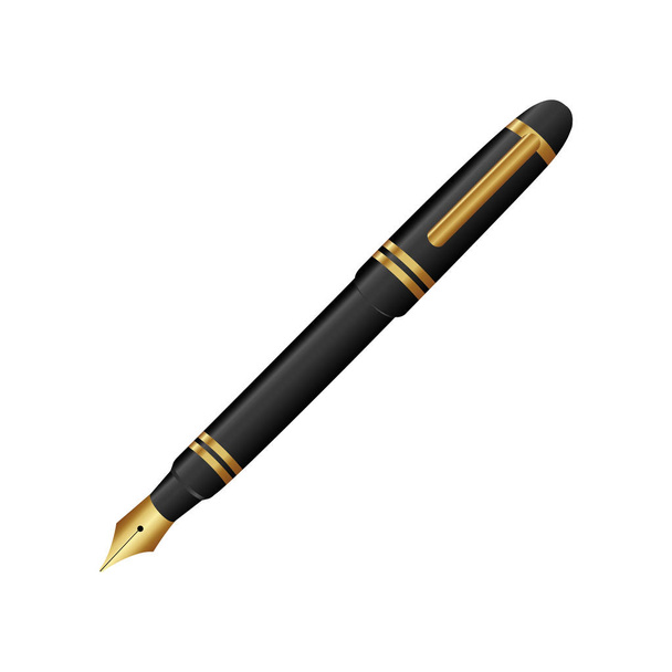 fekete arany golyóstoll ikonnal - Vektor, kép