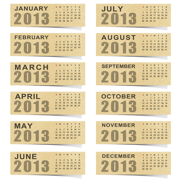 Calendar 2013 on blank note paper . - Photo, Image