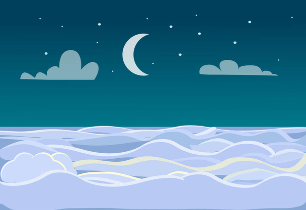 Winter Scenery of Field on Dark Night Background - Vektor, Bild