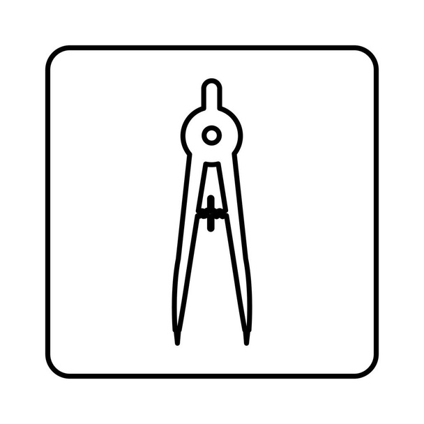 contorno monocromo cuadrado con icono de brújula
 - Vector, imagen