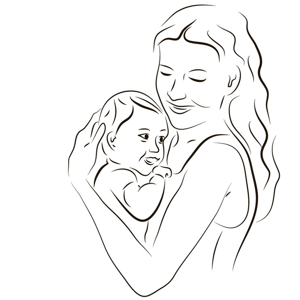 Mother and her baby - Vector, Image