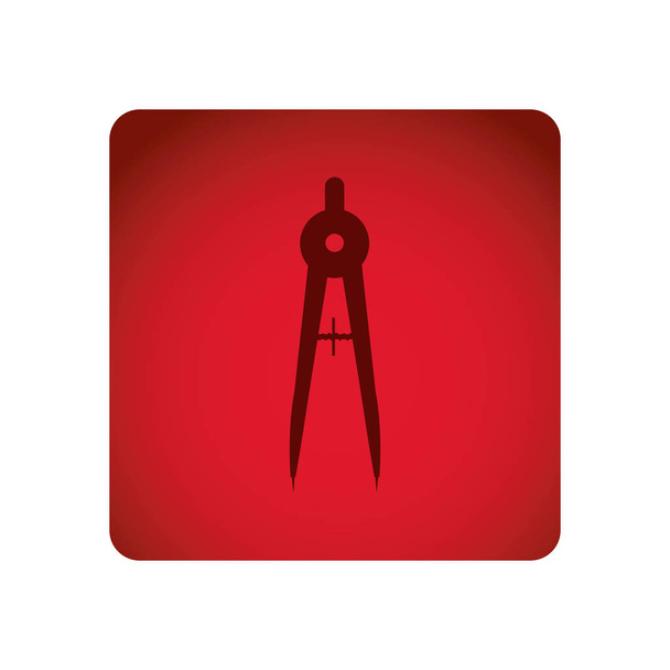 icono de herramientas escolares brújula emblema rojo
 - Vector, imagen