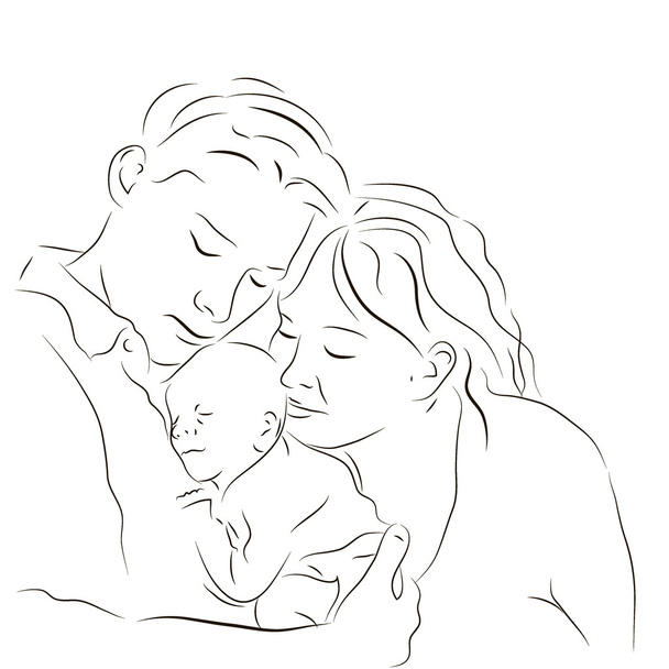 Pais com um recém-nascido
 - Vetor, Imagem