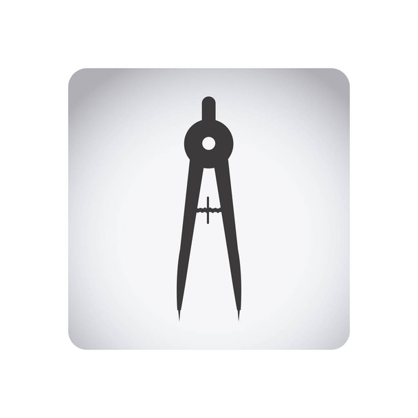 icono de herramientas escolares brújula emblema gris
 - Vector, imagen