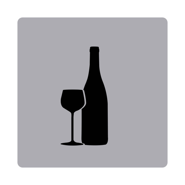 figura emblema botella de vino con icono de vidrio
 - Vector, imagen