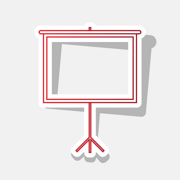 Lege projectiescherm. Vector. Nieuwjaar roodachtig pictogram met buiten beroerte en grijs schaduw op de lichtgrijze achtergrond. - Vector, afbeelding