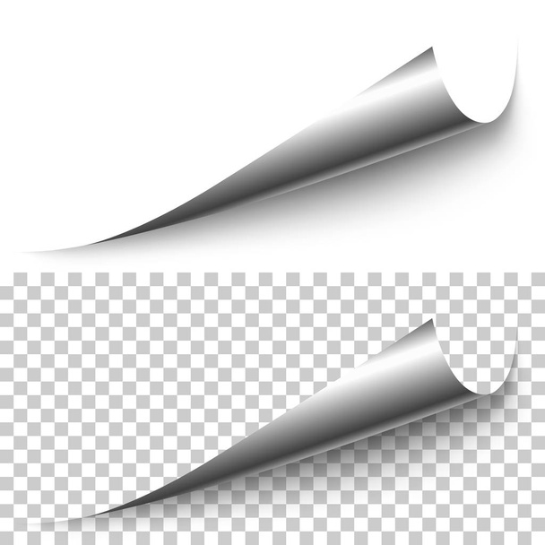 Vector realistische zilver folie hoek met schaduw - Vector, afbeelding