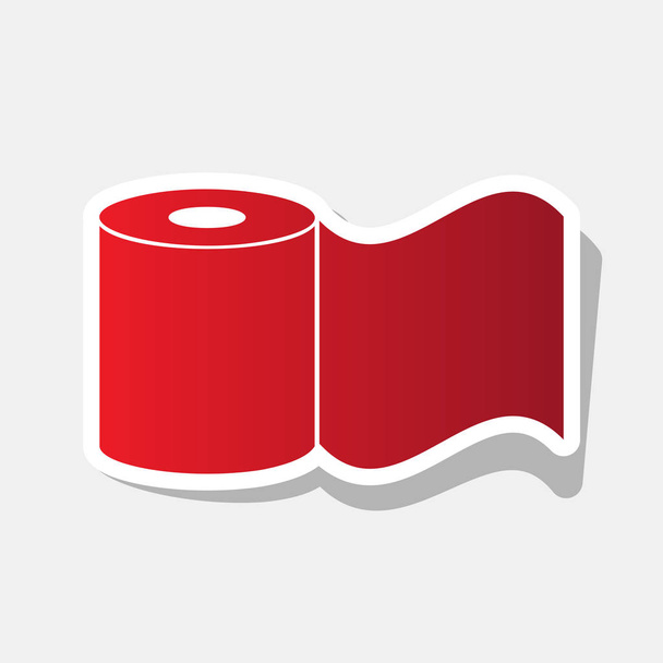 Toilet Paper sign. Vector. New year reddish icon with outside stroke and gray shadow on light gray background. - Vector, Image