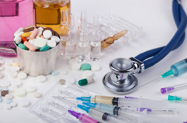 Medical syringes for injection on a white background - Foto, Imagem