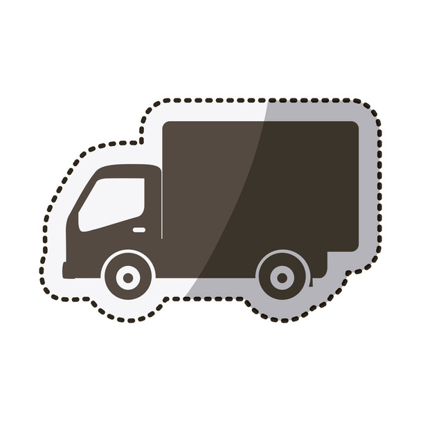 etiqueta engomada silueta transporte camión con carro
 - Vector, imagen