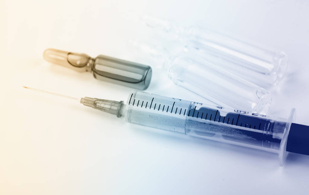 Medical syringes for injection on a white background - Foto, Imagen