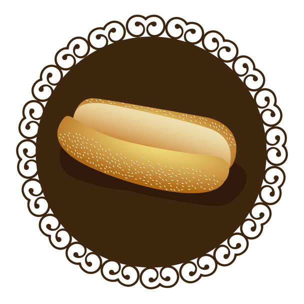 декоративная рамка с реалистичной картиной хлеб для иконы быстрого питания хот-догов
 - Вектор,изображение