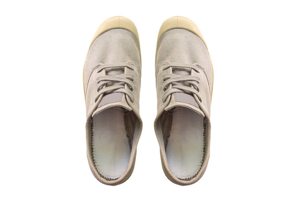 Vintage szürke cipő elszigetelt fehér background. - Fotó, kép