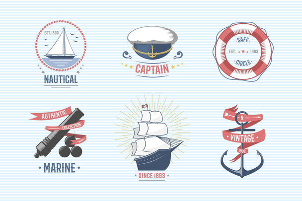 Fashion nautical and marine sailing themed label vector. - Vector, afbeelding