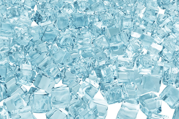 Heap of ice cubes. background of blue ice cubes 3d rendering - Fotó, kép