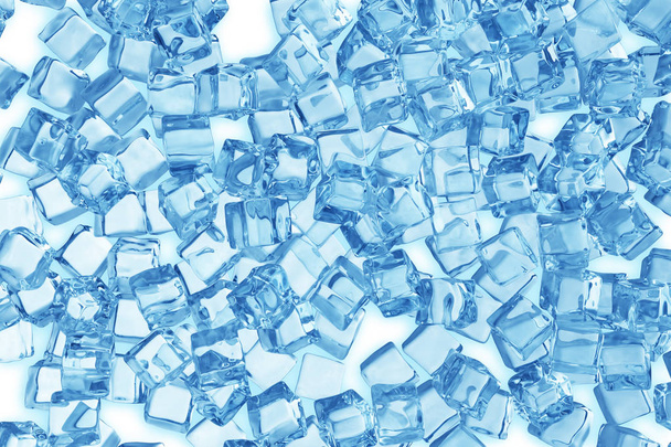 Heap of ice cubes. background of blue ice cubes 3d rendering - Fotó, kép