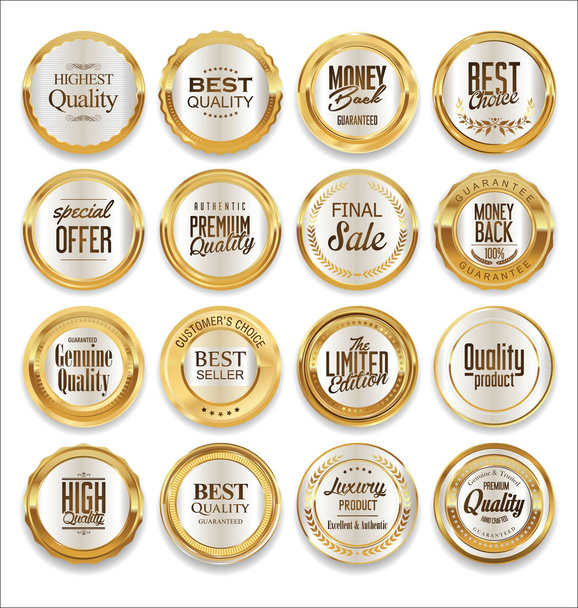 Luxury sale golden labels collection - Vector, afbeelding