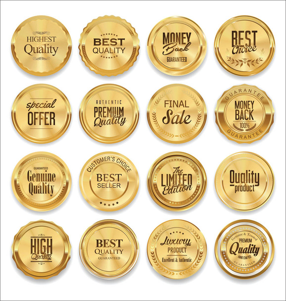 Luxury sale golden labels collection - Vector, Image