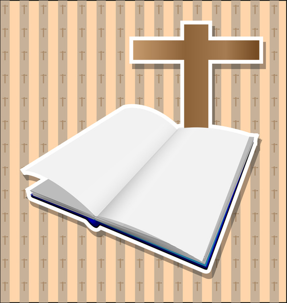 Αγία Γραφή με καφέ σταυρό κάρτα - Διάνυσμα, εικόνα